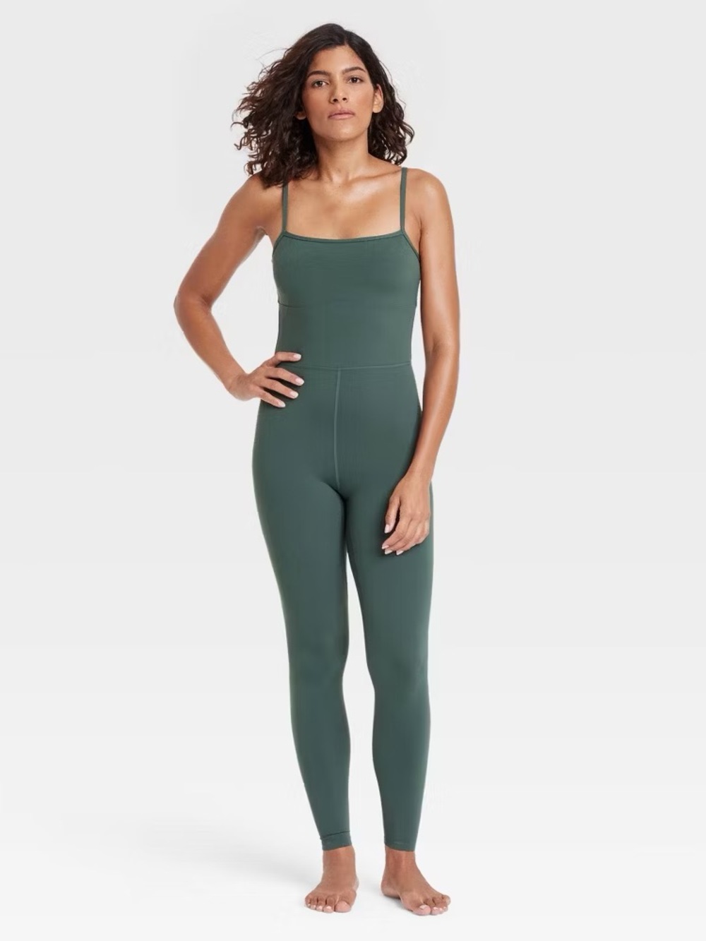 All In Motion Everyday Soft Active Bodysuit Jumpsuit Dark Green Yoga Size Small